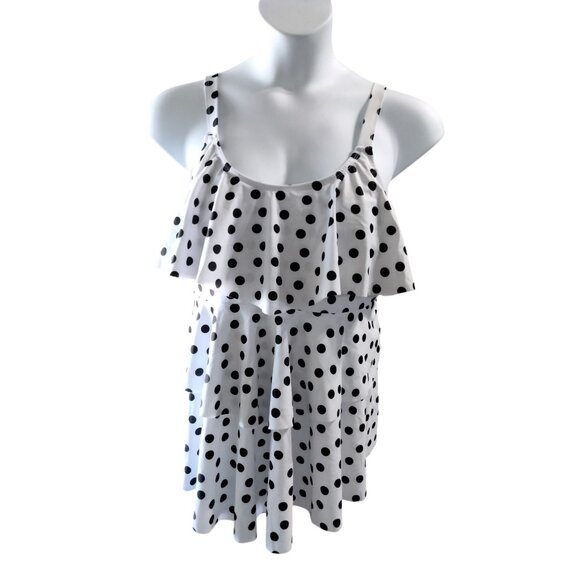 Polka Dot Tankini Swimsuit Set Ruffle Top High Waisted Shorts Size 20W - Picture 2 of 11